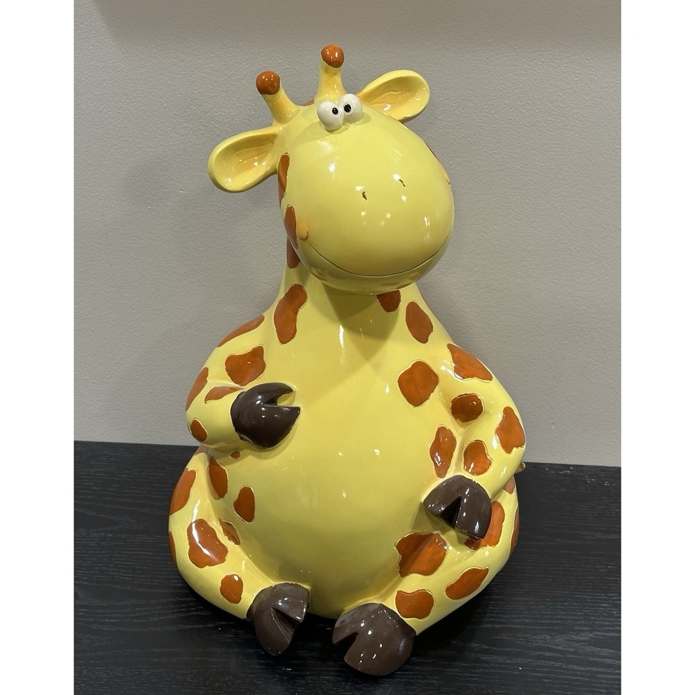 Large Yellow Whimsical Smiling Giraffe Money Bank 15" By Blowfish Nursery